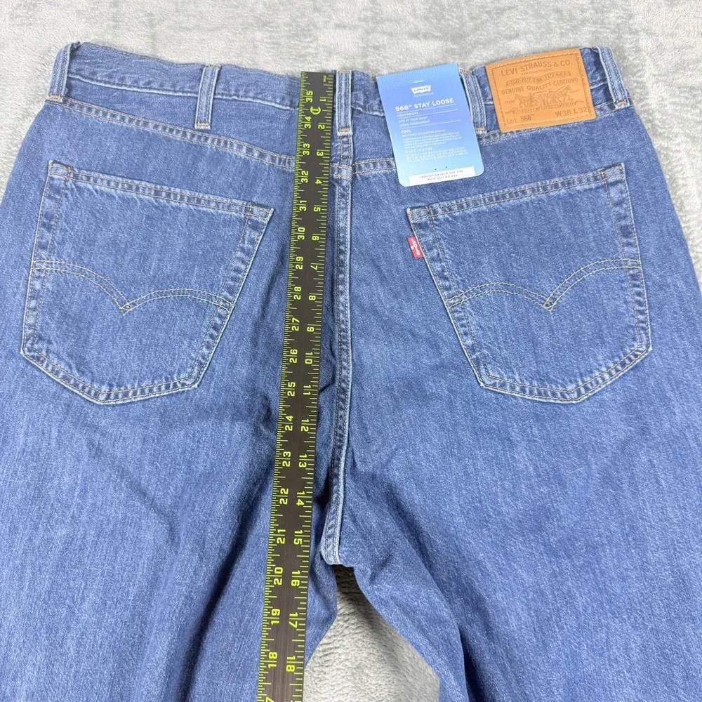 Levis Mens 38x32 568 Stay Loose Jeans Blue Denim Premium Lightweight